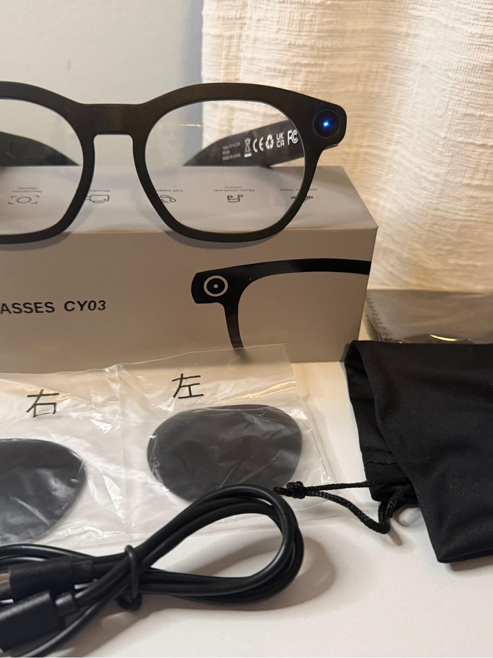 Smart AR Glasses CY03 in Black - Voice & Camera Enabled